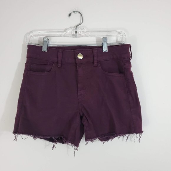 American Eagle Outfitters Pants - American Eagle Hi-Rise Shortie Maroon Jean Shorts